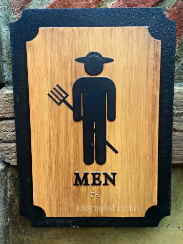 Such attention to detail: this is the men's room sign near Gaston's Tavern. If you've seen Beauty and the Beast you will get the reference.